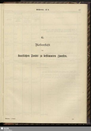 G. Uebersicht der staatlichen Fonds zu bestimmten Zwecken