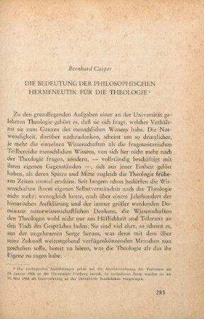 283-302 Die Bedeutung der philosophischen Hermeneutik für die Theologie