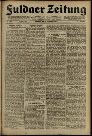 Erste Ausgabe vom Montag, den 09. Dezember 1912.
