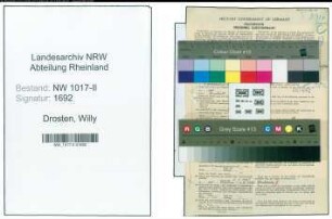 Entnazifizierung Willy Drosten , geb. 16.03.1896 (Reichsbahninspektor)