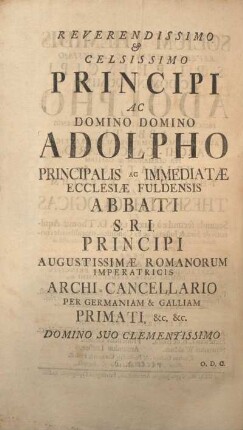 Reverendissimo & celsissimo principi ac Domino Domino Adolpho ...