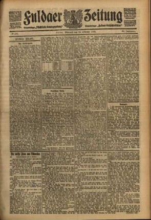 Erste Ausgabe vom Mittwoch, den 13. Oktober 1909.