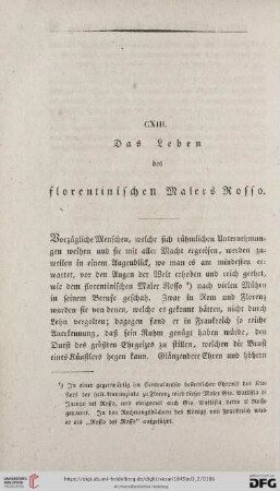 CXIII. Das Leben des florentinischen Malers Rosso