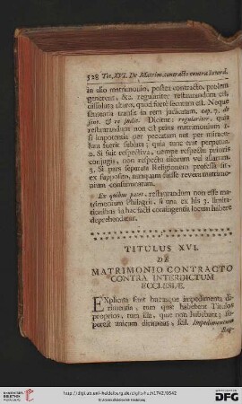 Titulus XVI: De Matrimonio contracto contra interdictum Ecclesiae