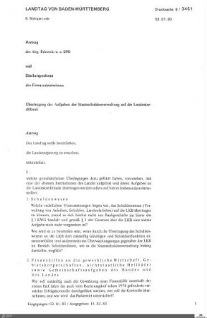 Drucksachen 3451-3600: Anträge, Anfragen, Gesetzentwürfe