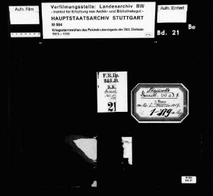 Kriegsstammrolle der 3. Kompanie Sturmabteilung des Feldrekrutendepots Nr. 243