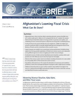 Afghanistan’s looming fiscal crisis : what can be done?