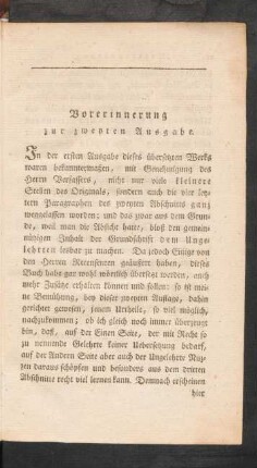 Vorerinnerung zur zweyten Ausgabe.
