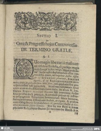 Sectio I. De Ortu & Progressu hujus Controversiae De Termino Gratiae