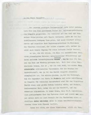 Brief von Gerhart Hauptmann an Oscar H. von der Lancken Wakenitz