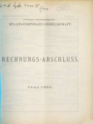 Ausserordentliche General-Versammlungen und ... ordentliche General-Versammlung : zu ... am ... ; Betriebsjahr .... 1889