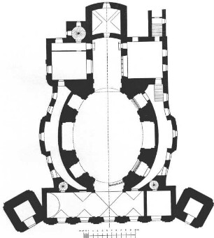 Grundriss der Schlosskirche Sankt Magaret (1715-1738) in Jaromeritz