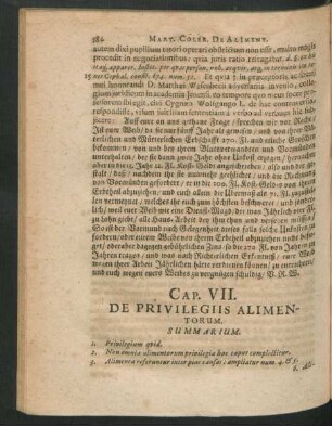 Cap. VII. De Privilegiis Alimentorum.