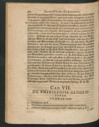 Cap. VII. De Privilegiis Alimentorum.
