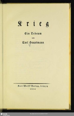 Krieg : ein Tedeum