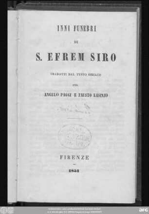 Inni funebri di S. Efrem Siro