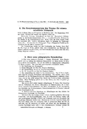 Die Hauptversammlung des Vereins für wissenschaftliche Pädagogik