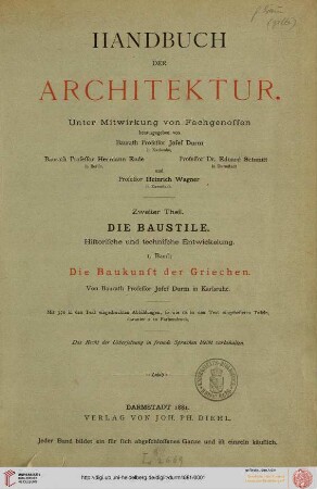 Theil 2, Die Baustile ; Bd. 1: Handbuch der Architektur: Die Baukunst der Griechen