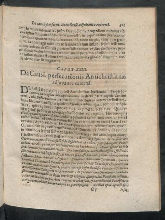 Caput XXIII. De Causa persecutionis Antichristianae adiuvante externa