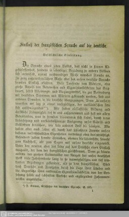 Einfluß der französischen Sprache auf die deutsche