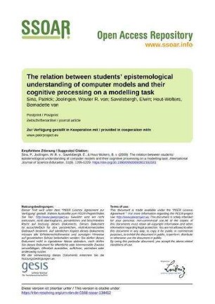 The relation between students’ epistemological understanding of computer models and their cognitive processing on a modelling task