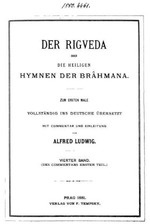 Bd. 4, Teil 1: Der Rigveda oder die heiligen Hymnen der Brâhmana. Bd. 4. Commentar zur Rigveda-Übersetzung. T. 1