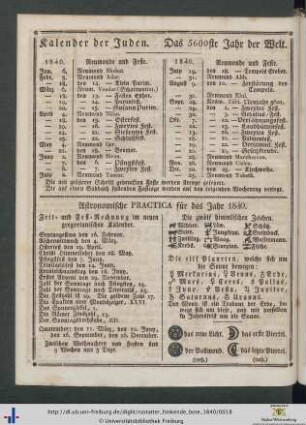 Astronomische Practica für das Jahr 1840.
