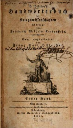 B. Belidor's Handwörterbuch der Kriegswissenschaften : mit Kupfern, 1 : Mit Kupfern