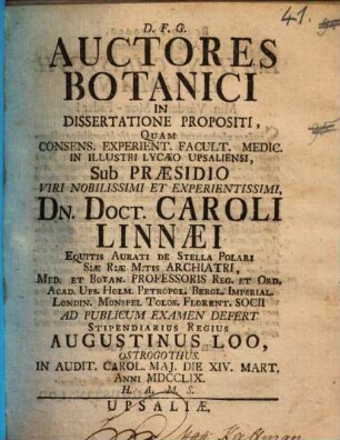 Auctores botanici in dissertatione propositi