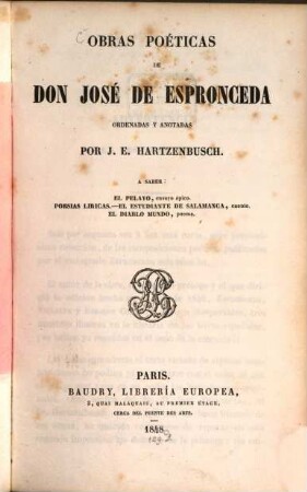 Obras poéticas de Don José de Espronceda