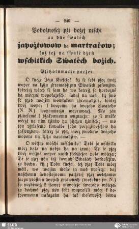 Pobożnoscż pżi bożej mschi na dné sẇatéch japożtowow ha martraṙow; każ też na sẇaté dżeṅ wschitkich Sẇatéch bożich