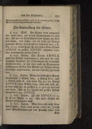 Die Ausmessung der Cörper.