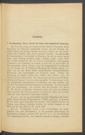 I. Veranlassung, Dauer, Zweck der Reise und ausgeführter Reiseweg.