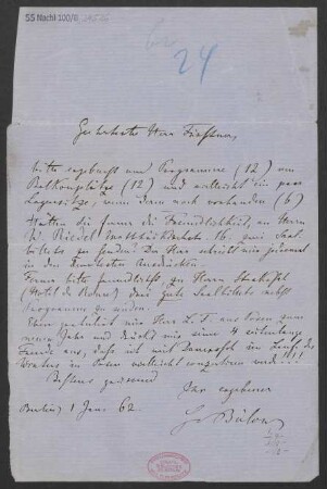 Brief an Adolph Fürstner : 01.01.1862
