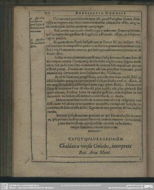 Caput Quadragesimum Chaldaica versio Onkelos, interprete Ben. Aria Mont.