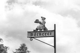 Radibor-Milkel. Ehem. Mühle, jetzt Bäckerei, Schild