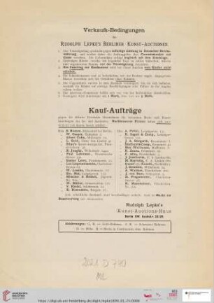 Verkaufs-Bedingungen / Kauf-Aufträge