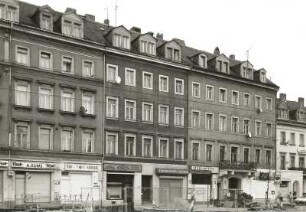 Dresden-Neustadt, Bautzner Straße 5-9. Wohnhäuser mit Läden (1858, um 1880/1890). Straßenansicht