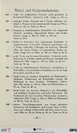 Möbel und Holzschnitzereien (Nr. 800-856)