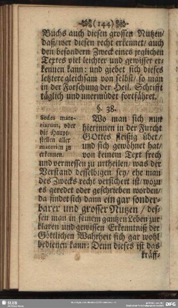 §. 38. Sedes materiarum, oder die Hauptstellen aller materien zu erkennen