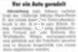 Vor ein Auto geradelt