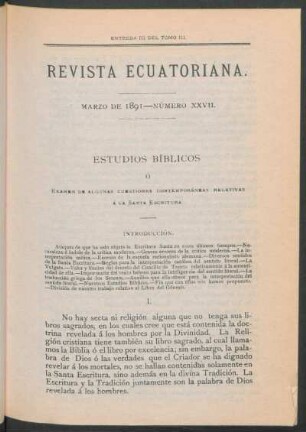 Estudios bíblicos o examen de algunas cuestiones contemporáneas relativas a la Santa Escritura