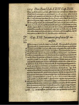 Cap. XIII. Juramenti praestatio & remißio