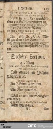 Sechste Lection.