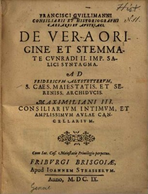 De vera origine et stemmate Cunradi II. Imp. Salici syntagma