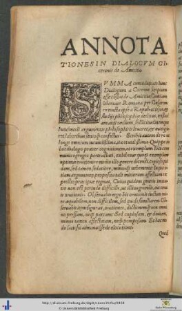 Annotationes In Dialogum Ciceronis de Amicitia