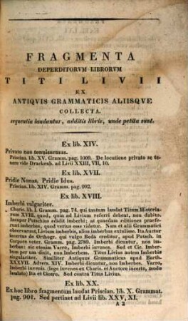 T. Livii Patavini historiarum libri qui supersunt et deperditorum epitomae, 4. Fragmenta et indicem historicum continens