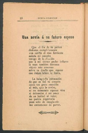 Una novia á su futuro esposo