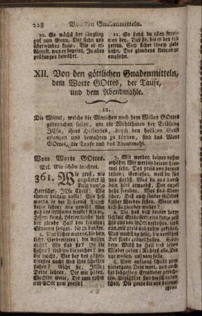 XII. Von den göttlichen Gnadenmitteln, dem Worte Gottes, der Taufe und dem Abendmahle.
