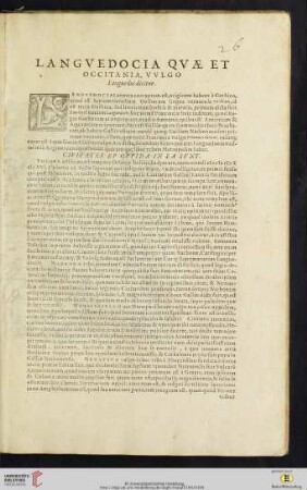 Langvedocia quae et Occitania, vvlgo Languedoc dicitur